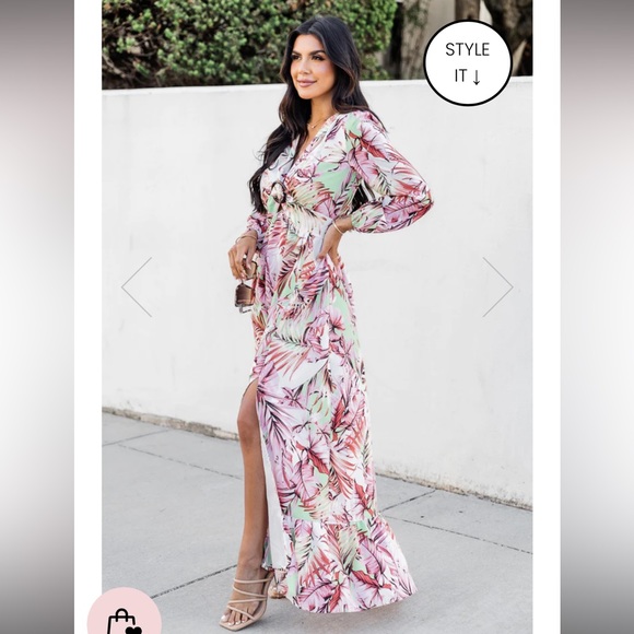 Pink Lily Where I Want To Be Tropical Printed Maxi Dress - Picture 3 of 12